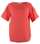 Eileen Fisher Women's Organic Cotton Lofty Gauze Bateau Neck Boxy Top